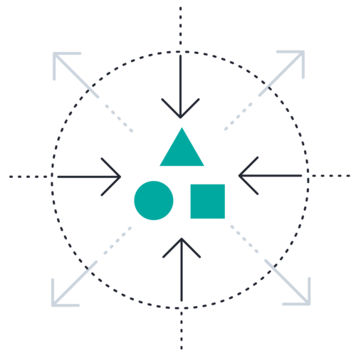 Square circle triangle inward outward arrows